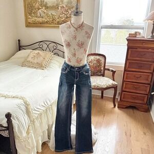 Y2k low rise jeans  y2k grace embellished bootcut jeans size 28